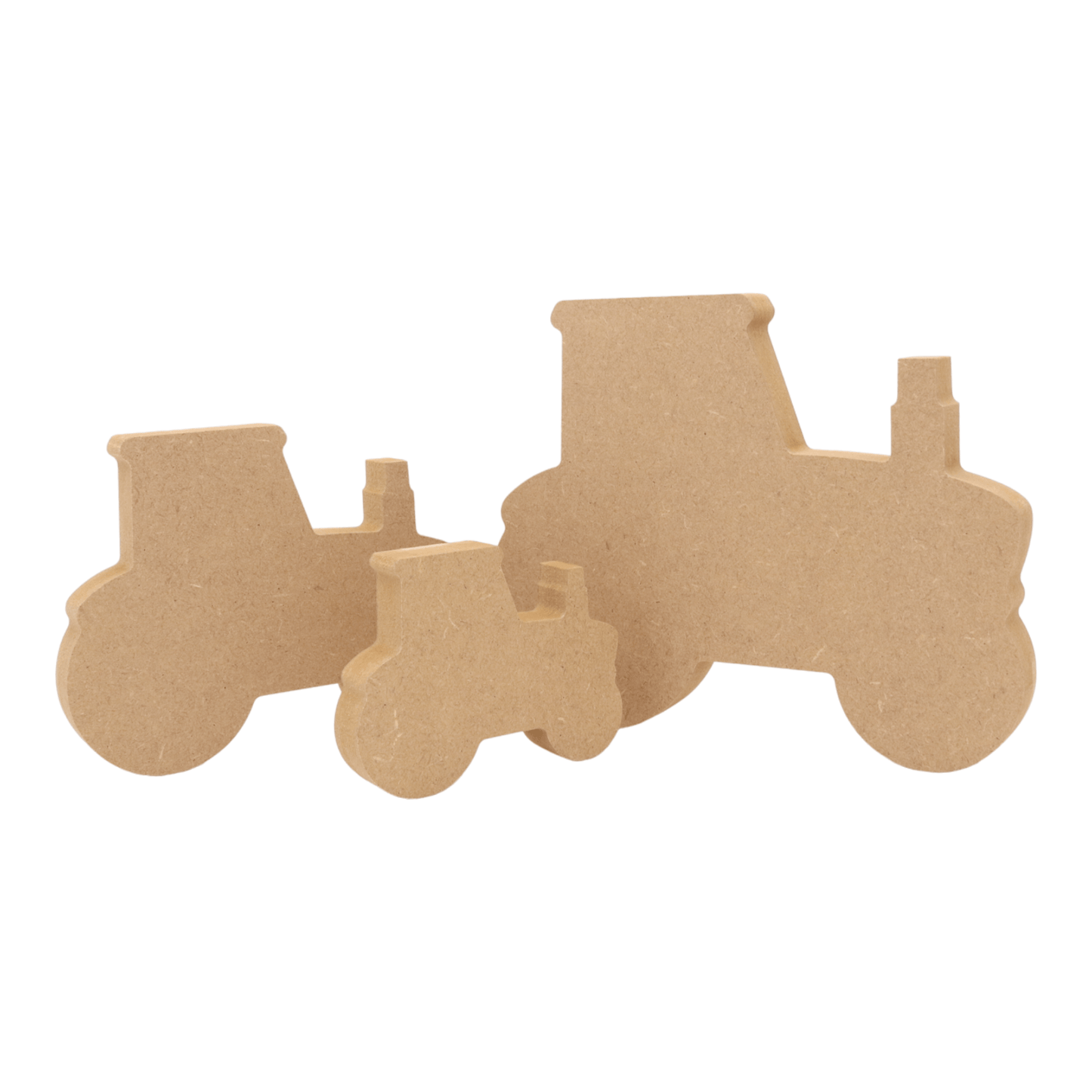 CNC routed freestanding tractor shapes made from MDF, quality craft shapes for DIY projects.