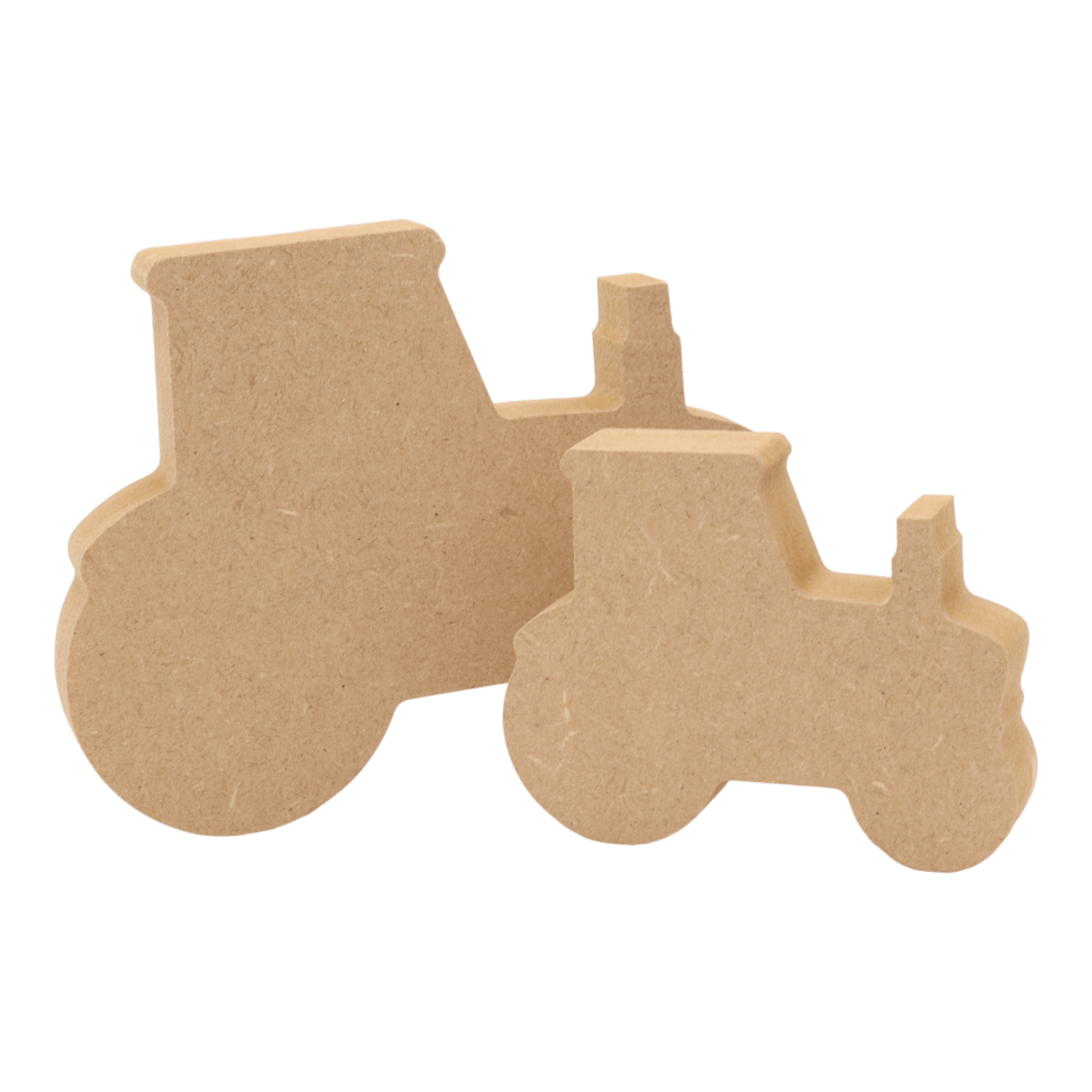 CNC routed freestanding tractor shapes made from MDF, quality craft shapes for DIY projects.