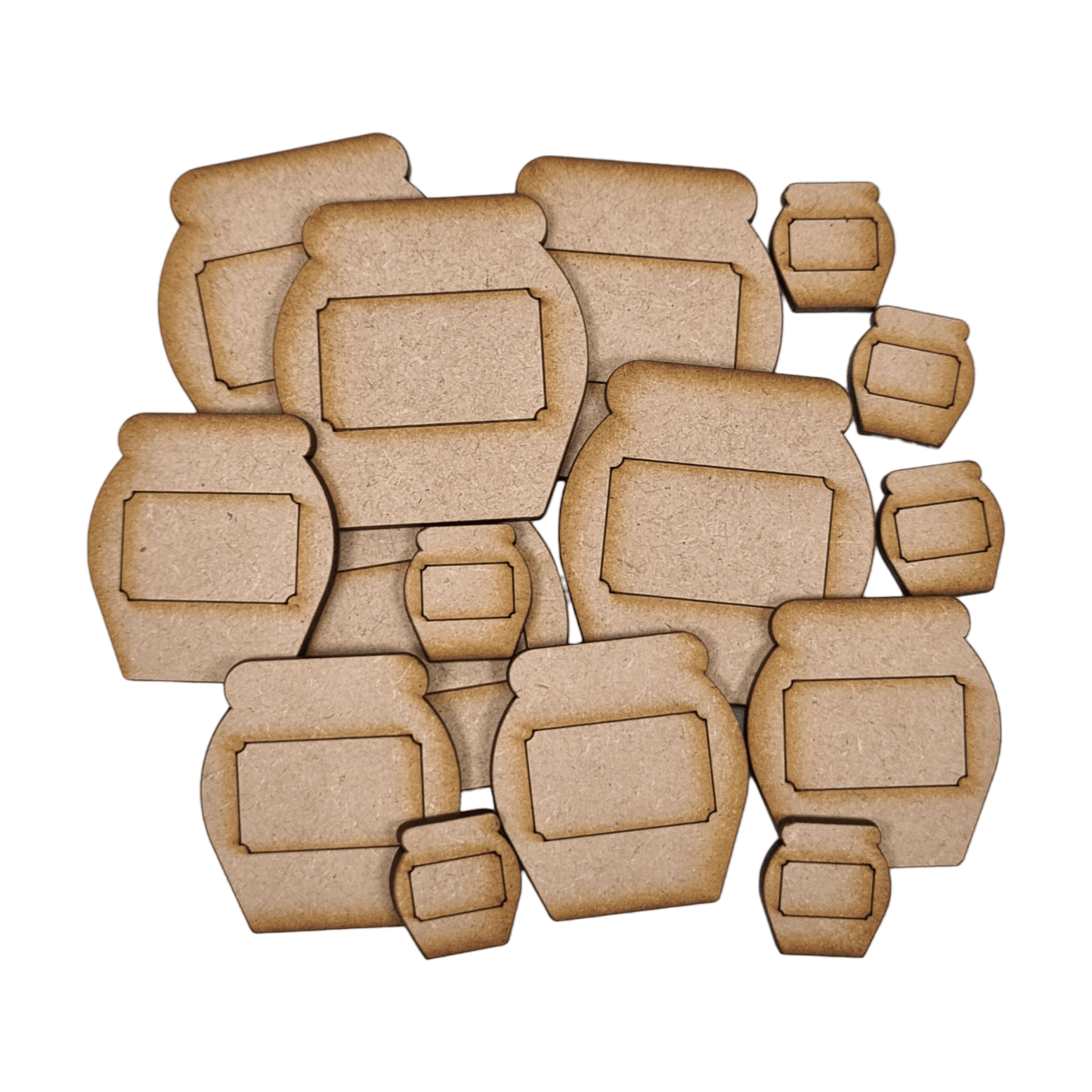 Laser cut MDF detailed honey pot craft shapes, 3mm thick, perfect for arts & crafts projects.