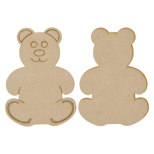Laser cut MDF large teddy bear craft shapes, 3mm thick, perfect for arts & crafts projects.