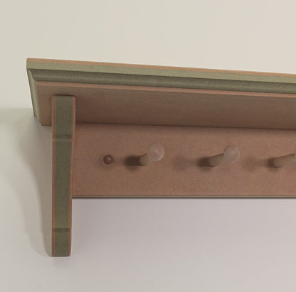 Handmade Traditional Shaker Peg Shelf - Ready to Paint